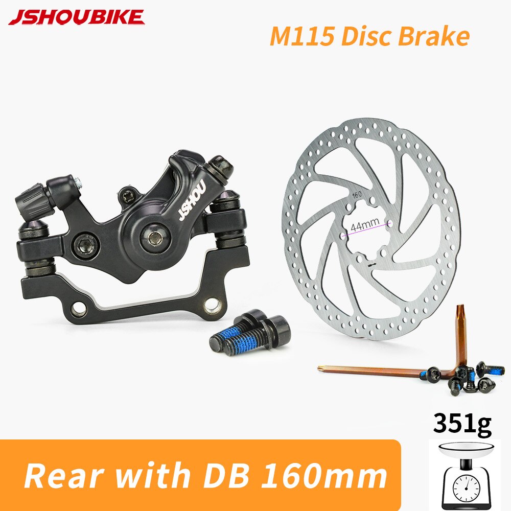 JSHOUBIKE M115 Mountain Bike Line Pull Flat Mount Dual Piston Mechanic Disc Brake 160mm Disc Brake Caliper MTB Accessories: Rear with 160 Rotor