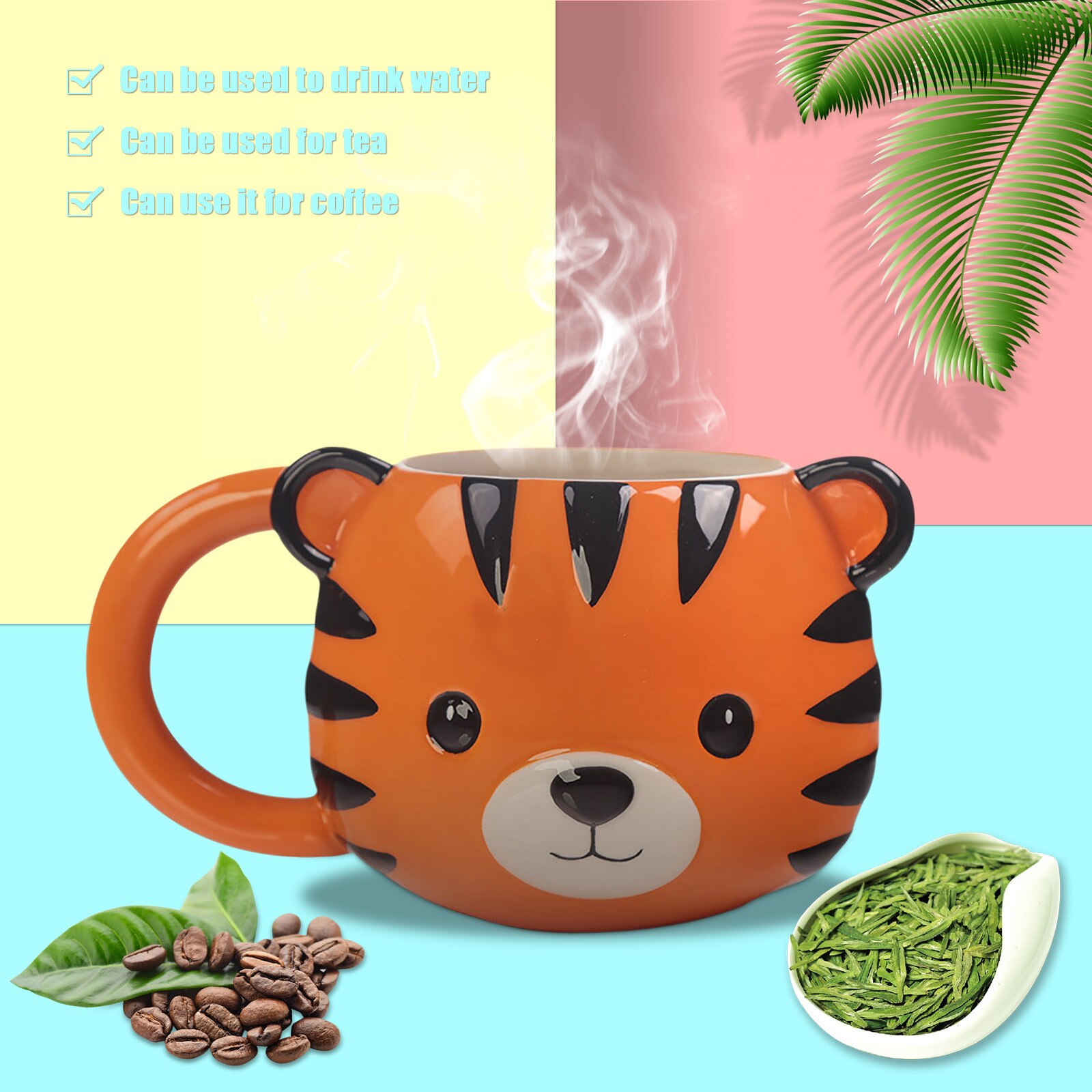 Saintgace 3D Leuke Cartoon Dier Water Cup Keramische Thee Koffie Kopjes En Mokken Stereo Vision Paar Mok Drinkware Tazas: C