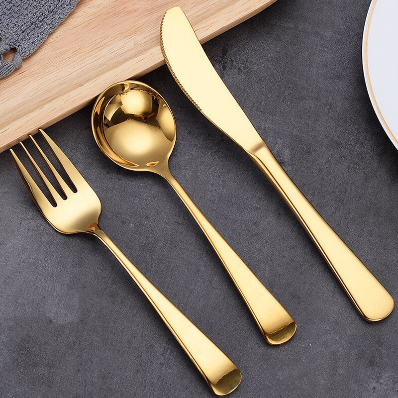 Tableware Stainless Steel Cutlery Set Kitchen Knives Forks Spoons Set Luxury Dinnerware Set Dinner Wedding Mirror Black Cutlery