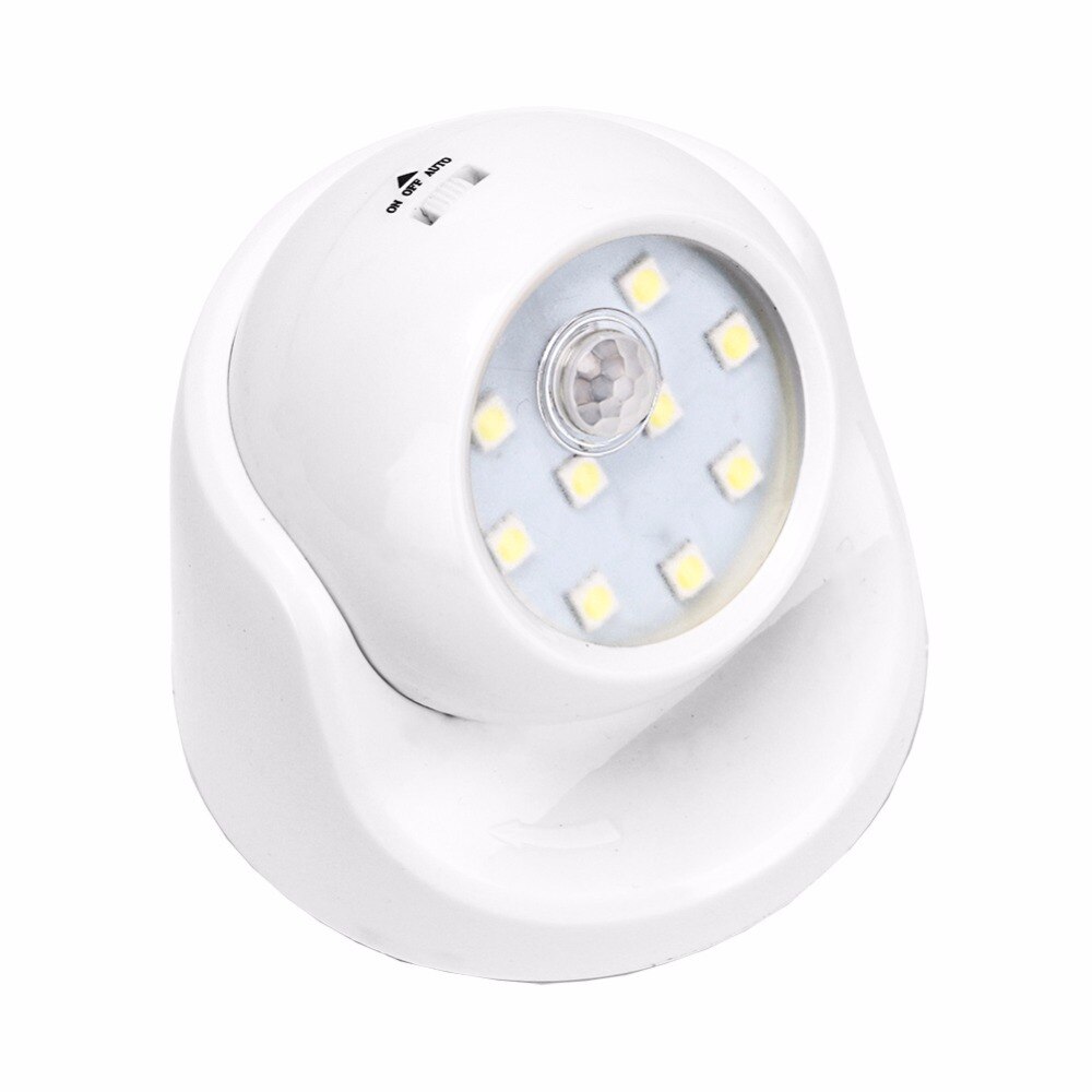 9 LEDs 360 Graden Rotatie Motion Sensor PIR Nachtlampje Batterij Operated Gang Muur Nacht Lamp Voor Closet Garages Hal