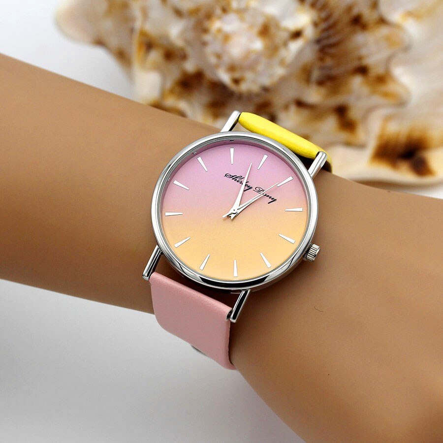 Dam casual gradient rampklocka 2 färg klockarmband lyx kvinnor klockor kvinnlig kvarts armbandsur feminino zegarek damski