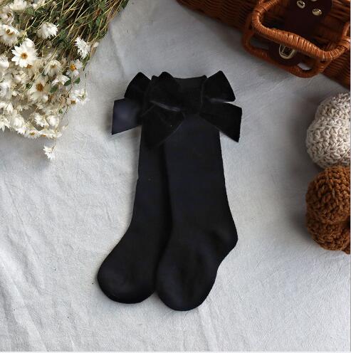 0-5 Jaar Herfst Winter Kinderen Meisjes Boog Tube Sokken Pure Kleur Kids Flanel Kids Sok: 1 / 1-3 year