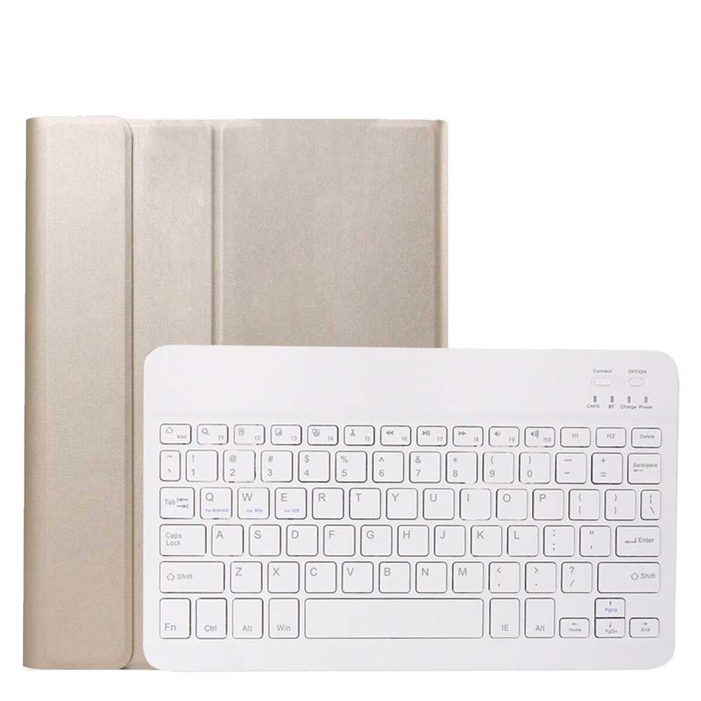 For iPad Pro 11 Keyboard Cover Backlit Wireless Keyboard for iPad Pro 2nd Gen 11" Tablet Funda PU Leather Flip Stand Case: Gold-White