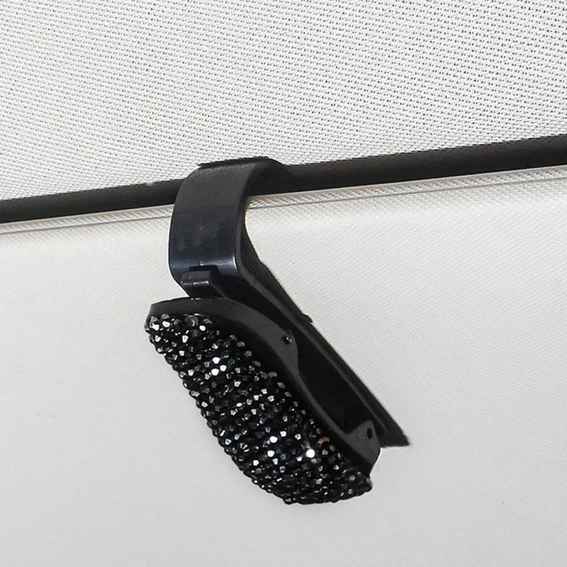 Réinitialisation de fixation automatique pour voiture, pare-soleil de véhicule, biscuits, prompt ket ket, lunettes de soleil, carte, billet, stylo, support de clip portable: Black