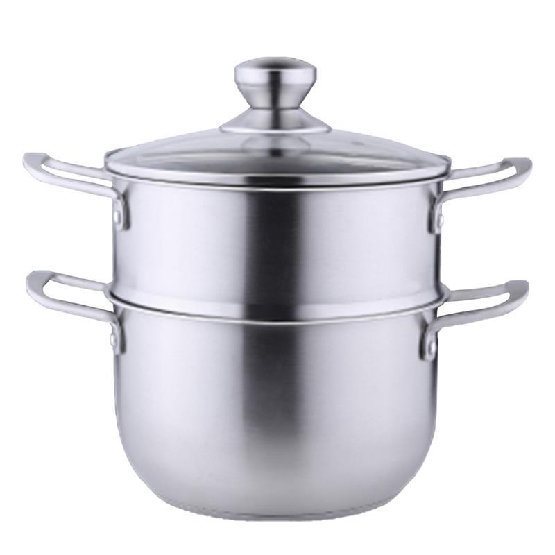 304 Stainless Steel Three Layer Thick Steamer Pot Soup Steam Pot Universal Cooking Pots For Induction Cooker Gas Stove Steam Pot: 02