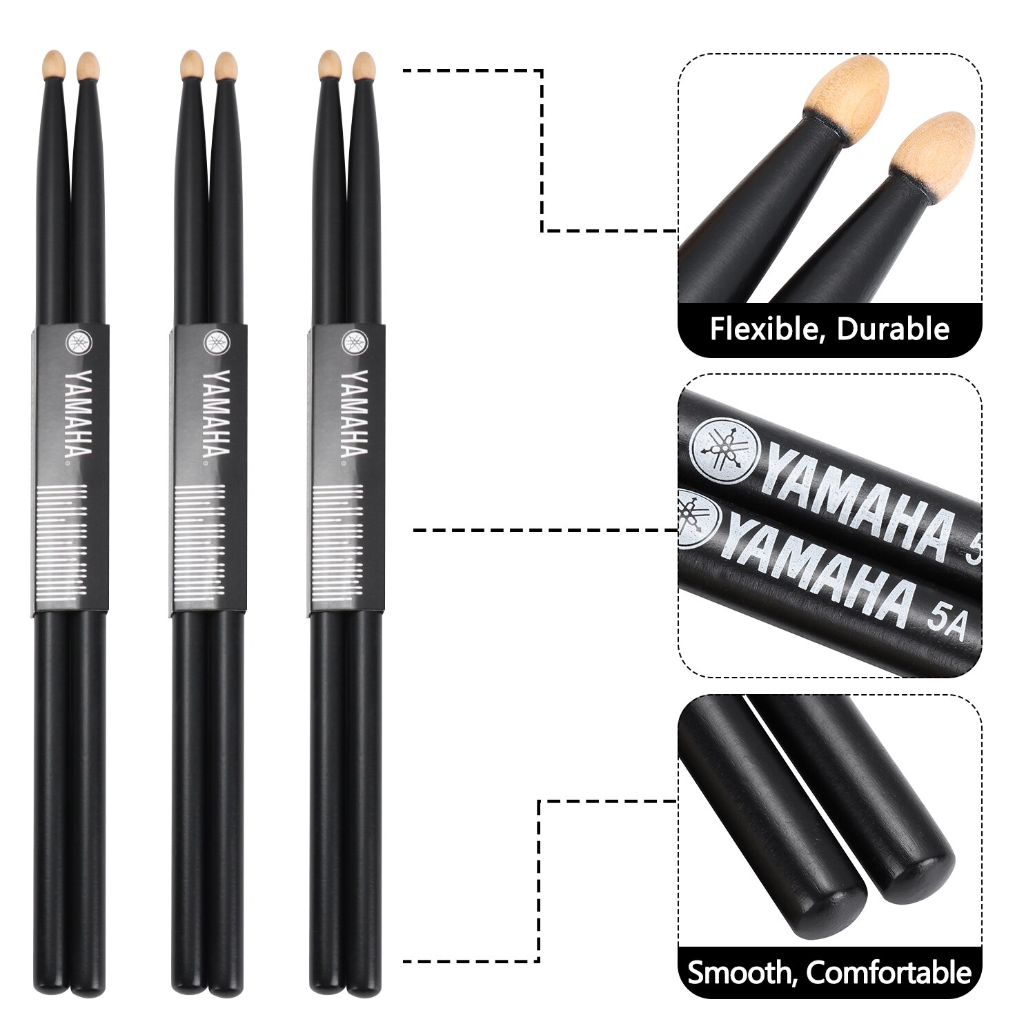 1 Pair Black With Carrying Bag Drumsticks 5A Drum Sticks Musical Instruments Classic Percussion Instruments Accessories