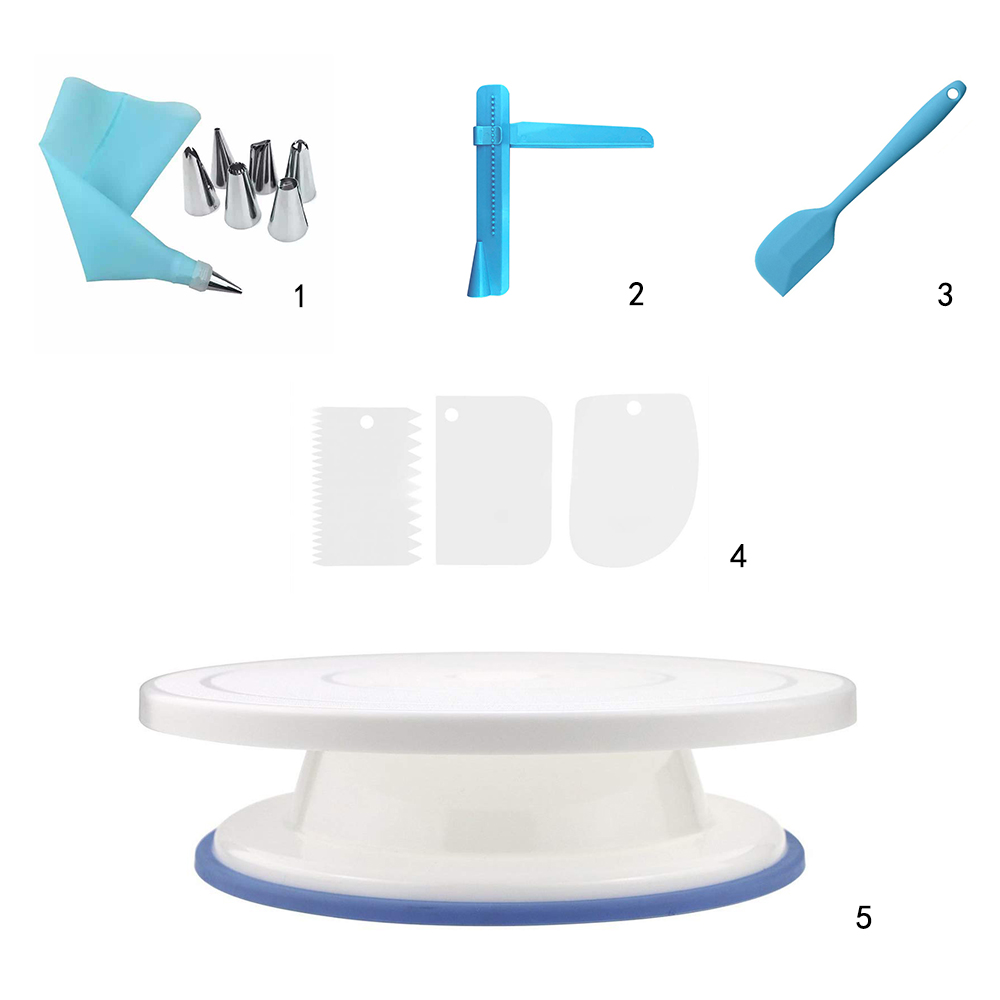 Køkken tilbehør bagegrej fødselsdagskage stativer plast skridsikre dekoration mousse chiffon bagning kage værktøj køkkengrej: 5 stk-pink-sæt