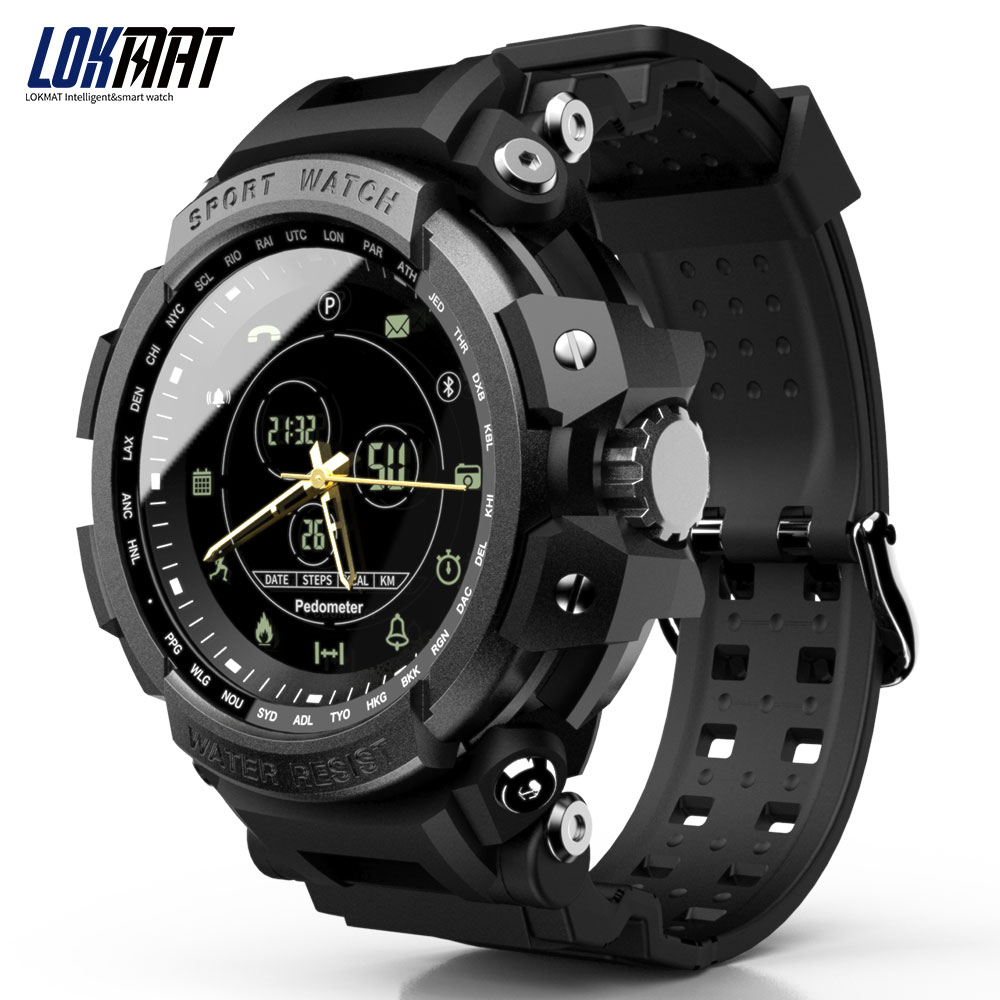 LOKMAT SmartWatch Sport Schrittzähler Bluetooth 50M Wasserdichte Informationen Erinnerung Digitalen Männer Smart Uhr Für Ios Und Android