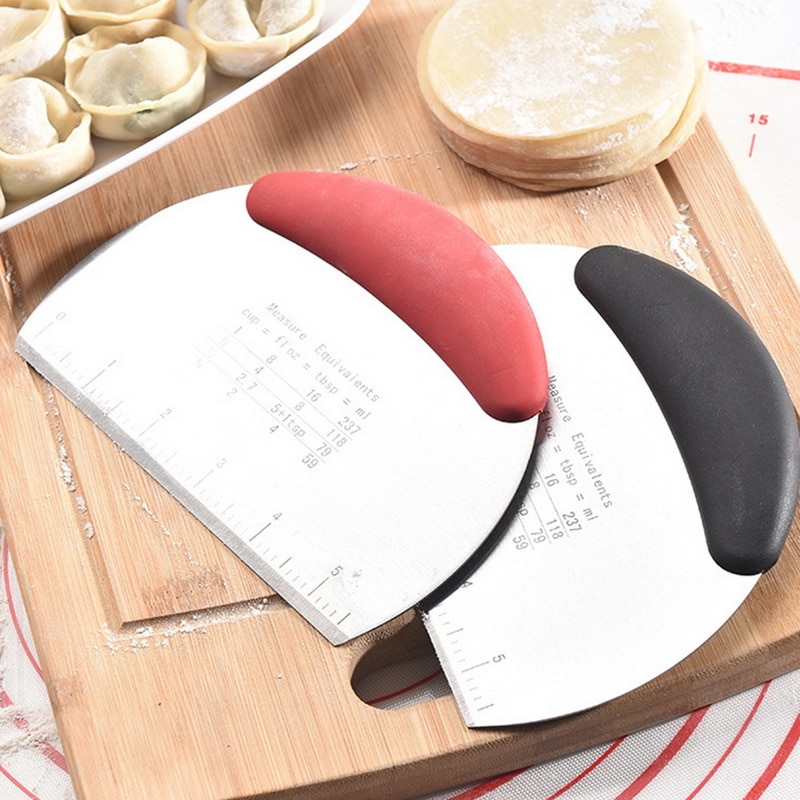 Pastry Scraper Chopper Flour Pastry Cutter with Scale Stainless Steel Flour Dough Pizza Cutter with Comfortable Handle