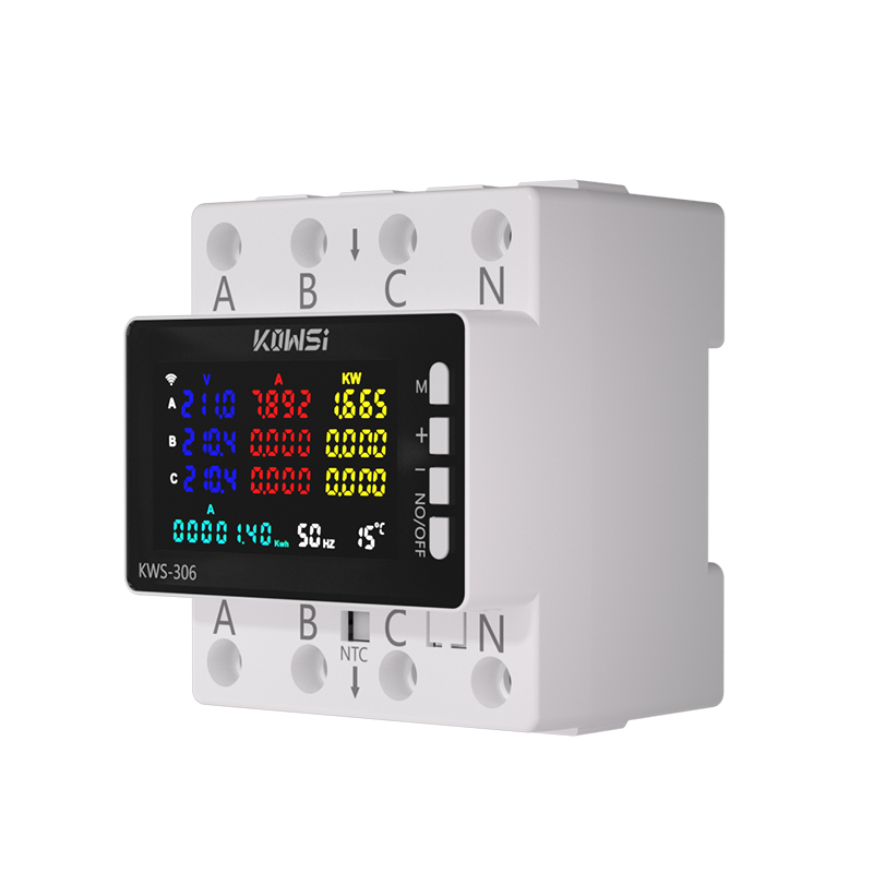 TUYA Wifi Power Energy Meter AC Monitor AC 85-290V 80A 3 Phase 4-wire DIN Rail Over Under Voltage Protector Electricity Meter