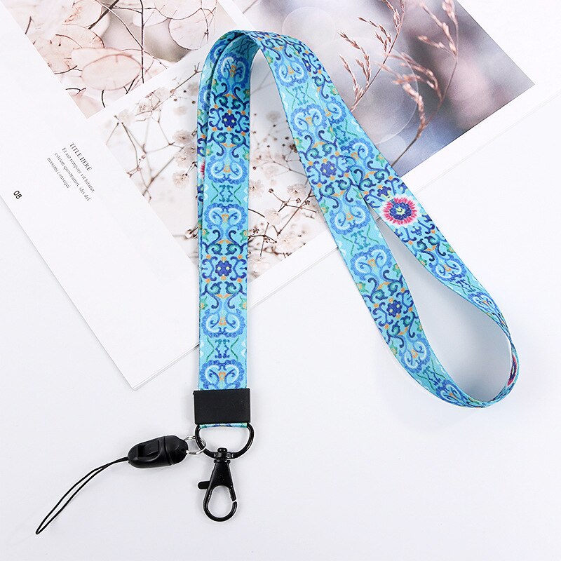 Shellnail-cordón de estilo étnico para teléfono móvil, correas universales para colgar en el cuello, cuerda larga, adorno, cuerdas: Blue-ManHua