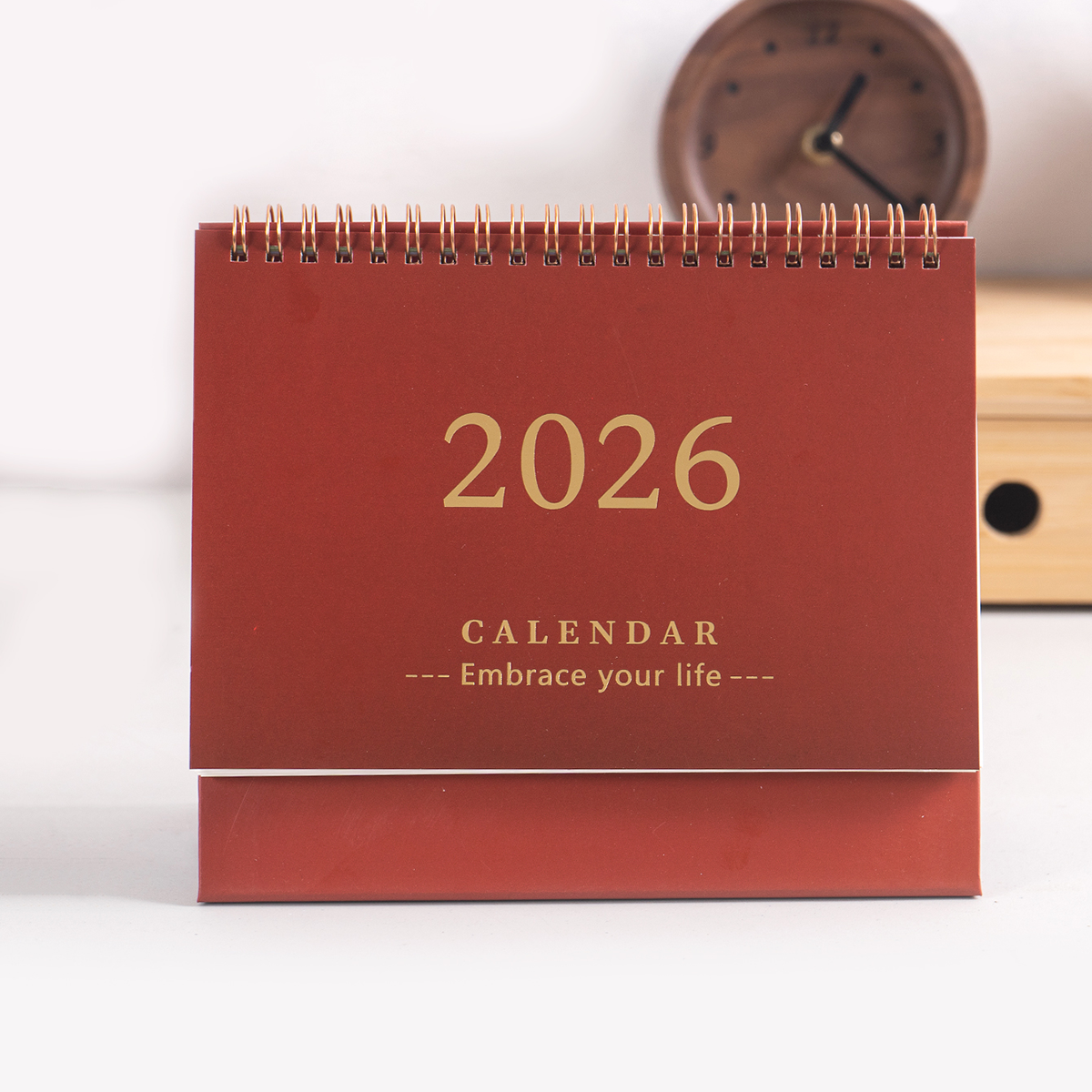 1 pc Cover Desktop Desk Calendar, Portable Foldable - Table Calendar, Writeable Memo, School & Office Desktop Decoration: Red