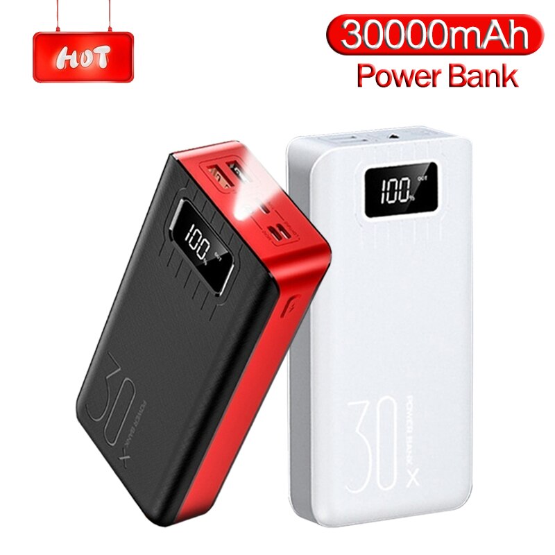 moc Bank 30000mAh rodzaj-c mikro 2 USB o dużej pojemności wyświetlacz doprowadziło przenośna bateria zewnętrzna ładowarka robić smartfonów
