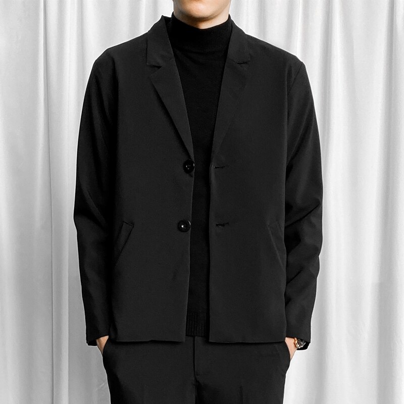Blazers Men Solid Formal Slim All-match Notched Temperament Male Outwear Korean Style Ulzzang Chic Business Casual Streetwear: M