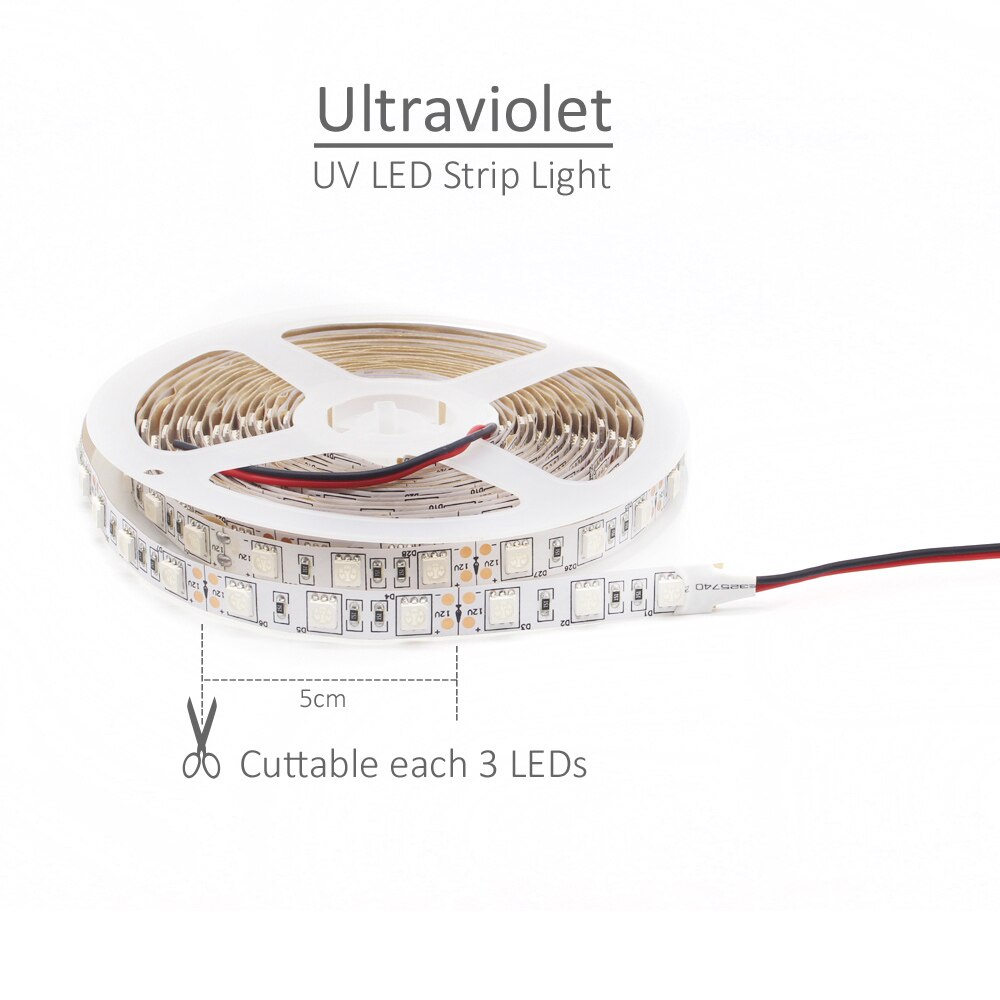 UV LED Strip Licht 12V DC SMD 5050 0.5M 1M 2M 3M 4M 5M Waterdicht Lint Paars Flexibele Ultraviolet Tape voor DJ Fluorescentie