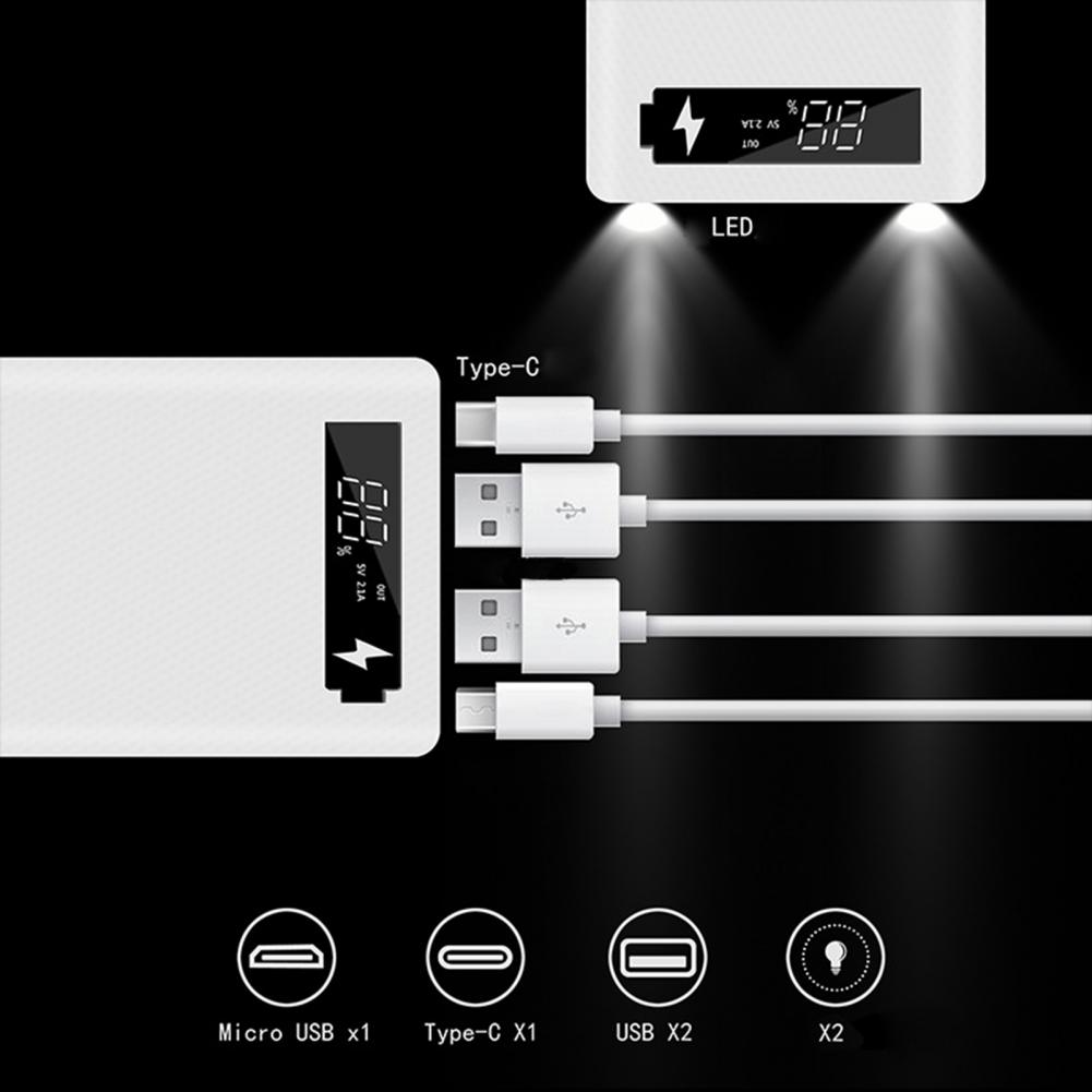 Selbstbau-powerbank-gehäuse ohne schweißen, 6 stück , 18650 akkus, typ-c-/micro-usb-anschluss, lcd-bildschirm, powerbank-gehäuse  (m6)