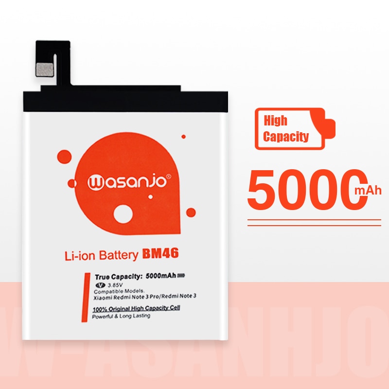 High Capacity Original BM46 Battery 5000mAh For Xiaomi Redmi Note 3 / Note 3 Pro Replacement Phone Batteries Free Tools