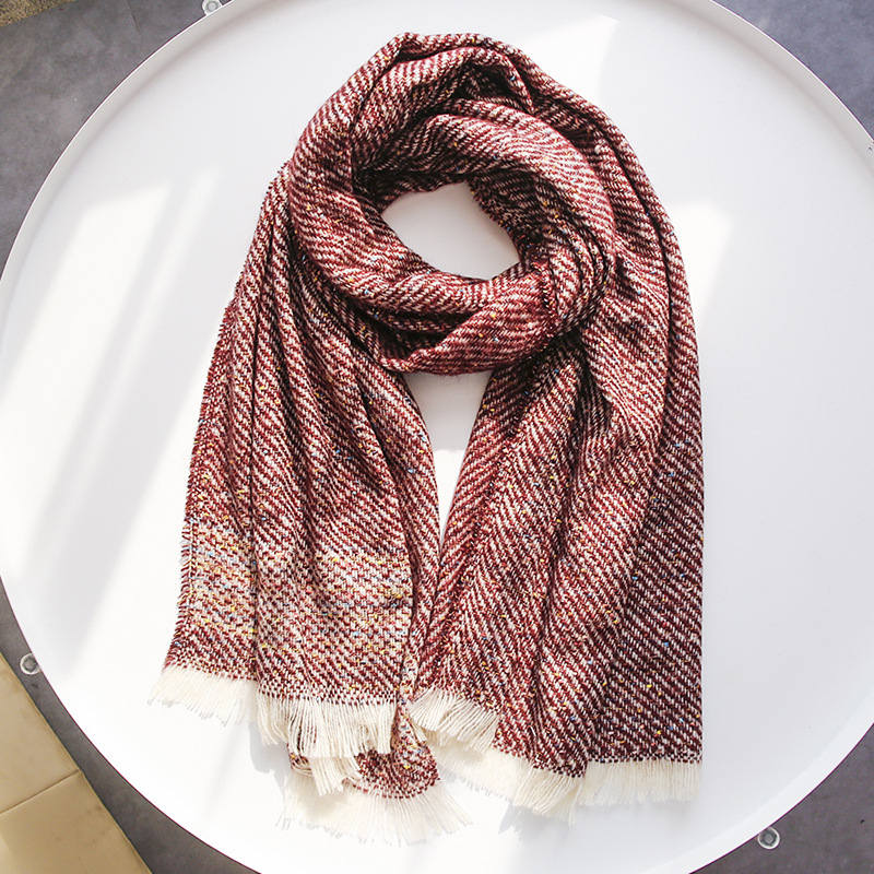 nueva bufanda con borla para mujer, bufandas brillantes suaves de Cachemira, bufandas elegantes para otoño e invierno, bufandas para mujer, Fular de envoltura sólida: Borgoña