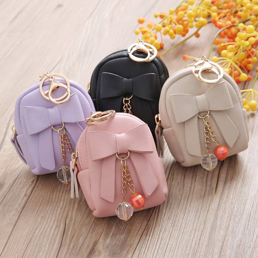 Cute Mini Linen Keychain Small Bag Keyrings Fresh Color Coin Purse For Woman Bag Pendant Children Toy