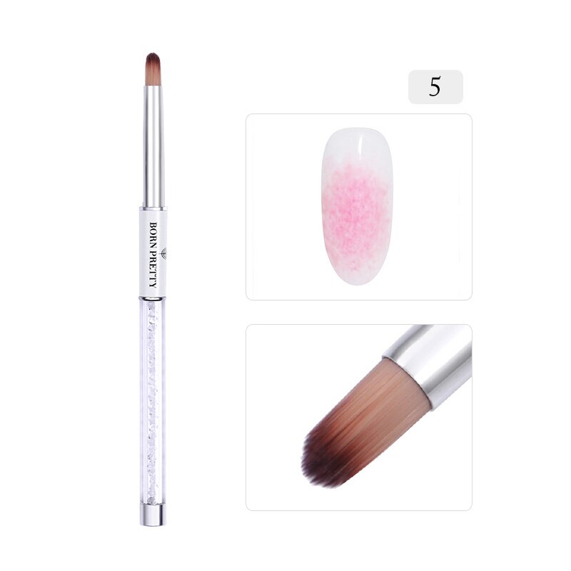 BORN PRETTY-brocha de pintura de uñas, delineador de Gel UV, pincel acrílico para uñas, bolígrafo dibujo artístico para mezcla de rayas: BP-05