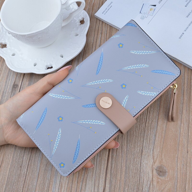 Women Long wallet Clutch Buckle printing Woman's Large Capacity Wallets Female Purse Lady Purses Phone Pocket Card Holder 515: gray 515 L