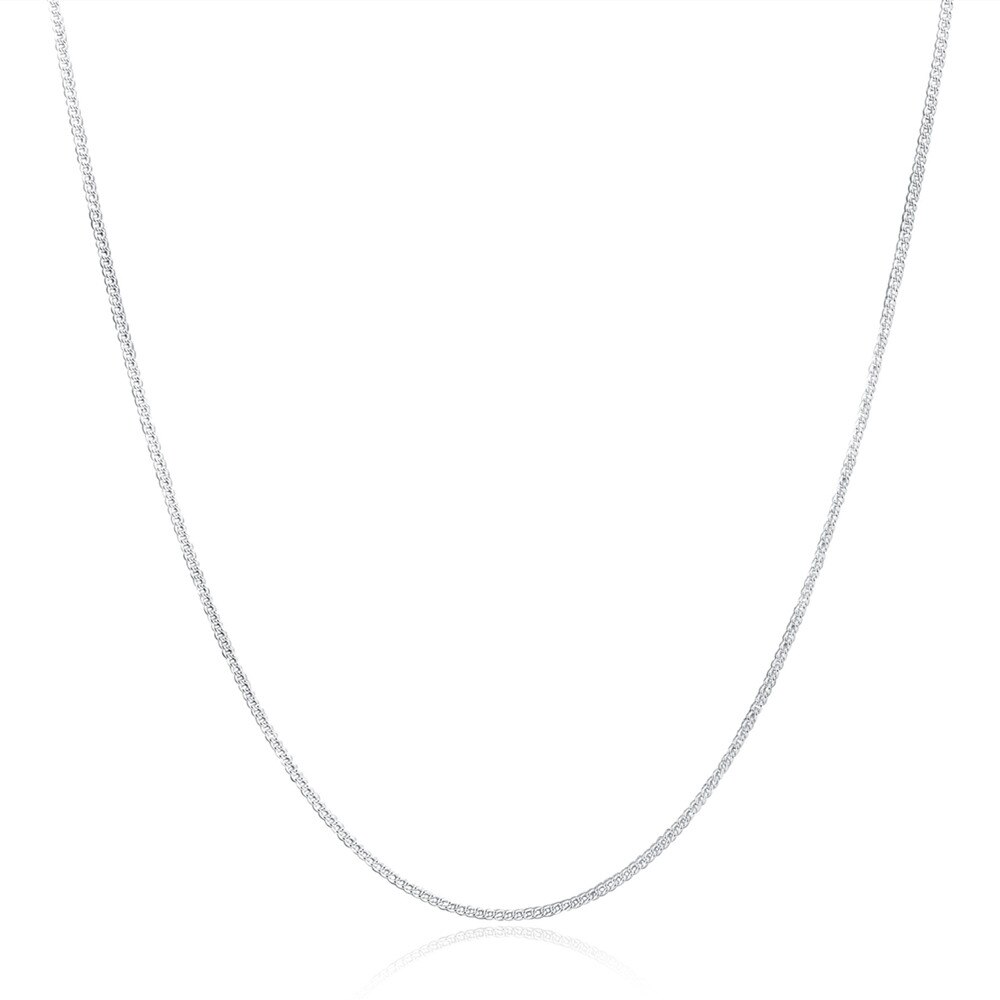 16-30 inch 925 Sterling Silver Jewelry 2MM Flat Side Chain Necklace Simple Chain Lobster Clasp 925 Label