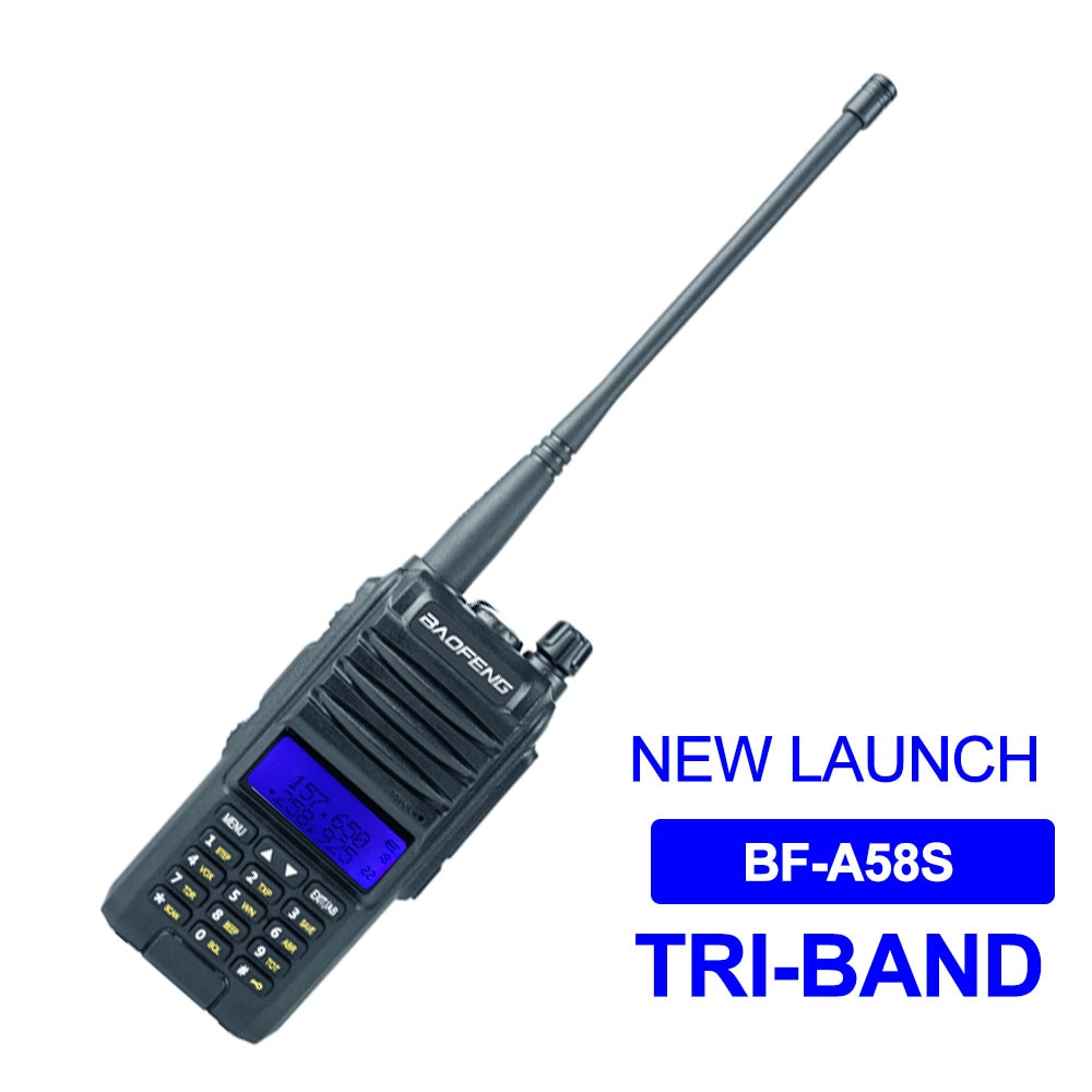 Baofeng Walkie Talkie BF-A58S 5W Tri Band 136-174MHz 200-260MHz 400-480MHz Handheld Radio Station 2200mAh Amateur Radio