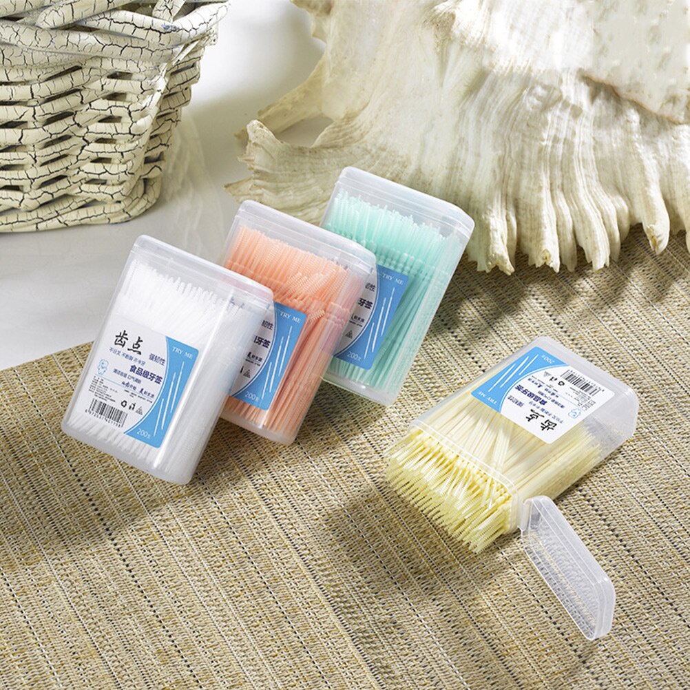 6 Boxes of Toothpicks Interdental Brush Toothpicks Picks Brush Picks (Mixed Color)