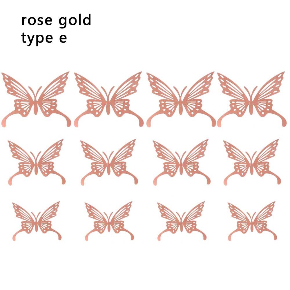 Autocollants muraux papillons 3D ajourés, 12 pièces/ensemble, décoration pour chambres d'enfants, décoration de maison, réfrigérateur, bricolage, fête de mariage: RG-5