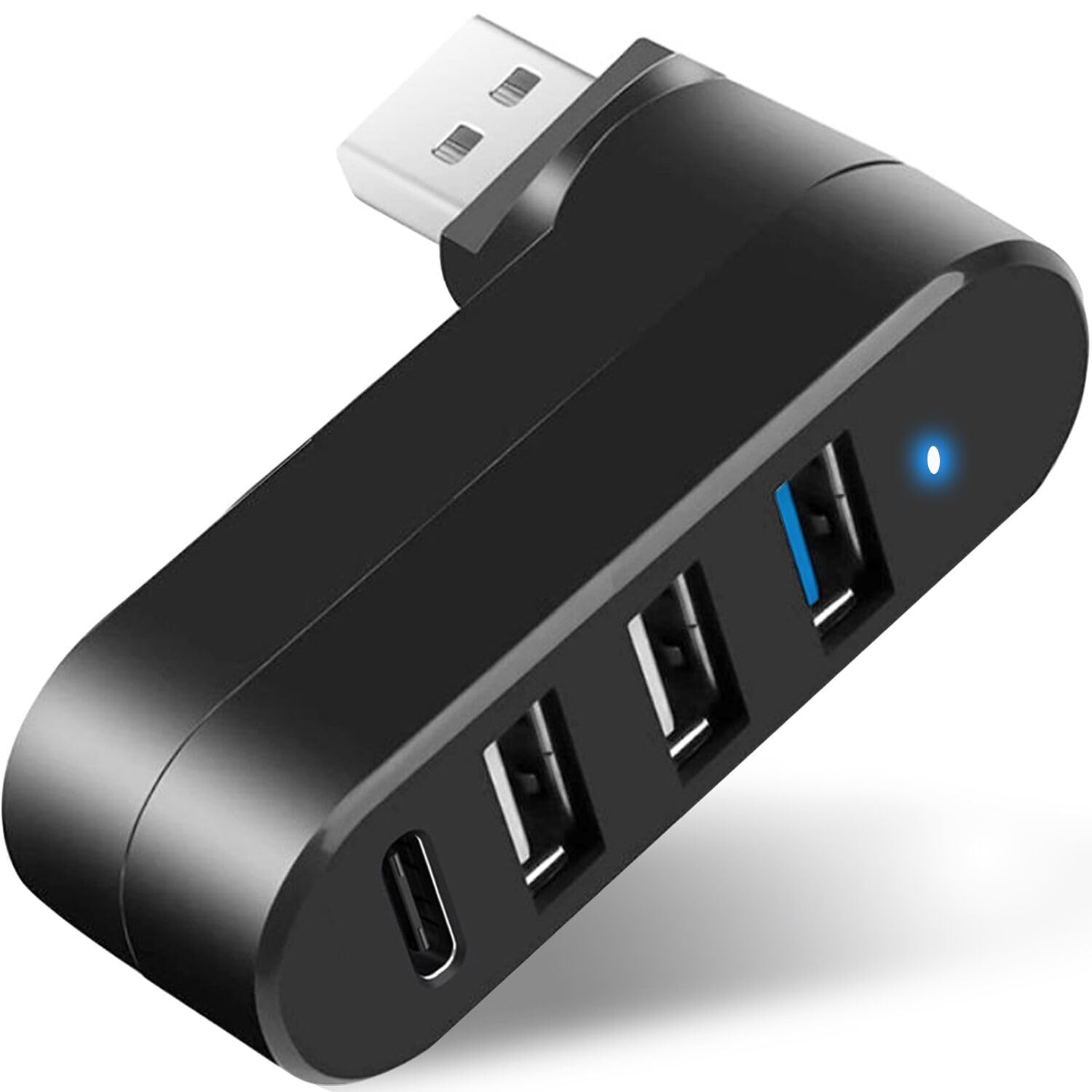 Hub USB 3.0 a 4 porte 90 ° 180 ° Trasferimento dati di alimentazione USB A 1 USB C ruotabile per laptop, auto, iMac, MacBook Air Pro, PC Adapte