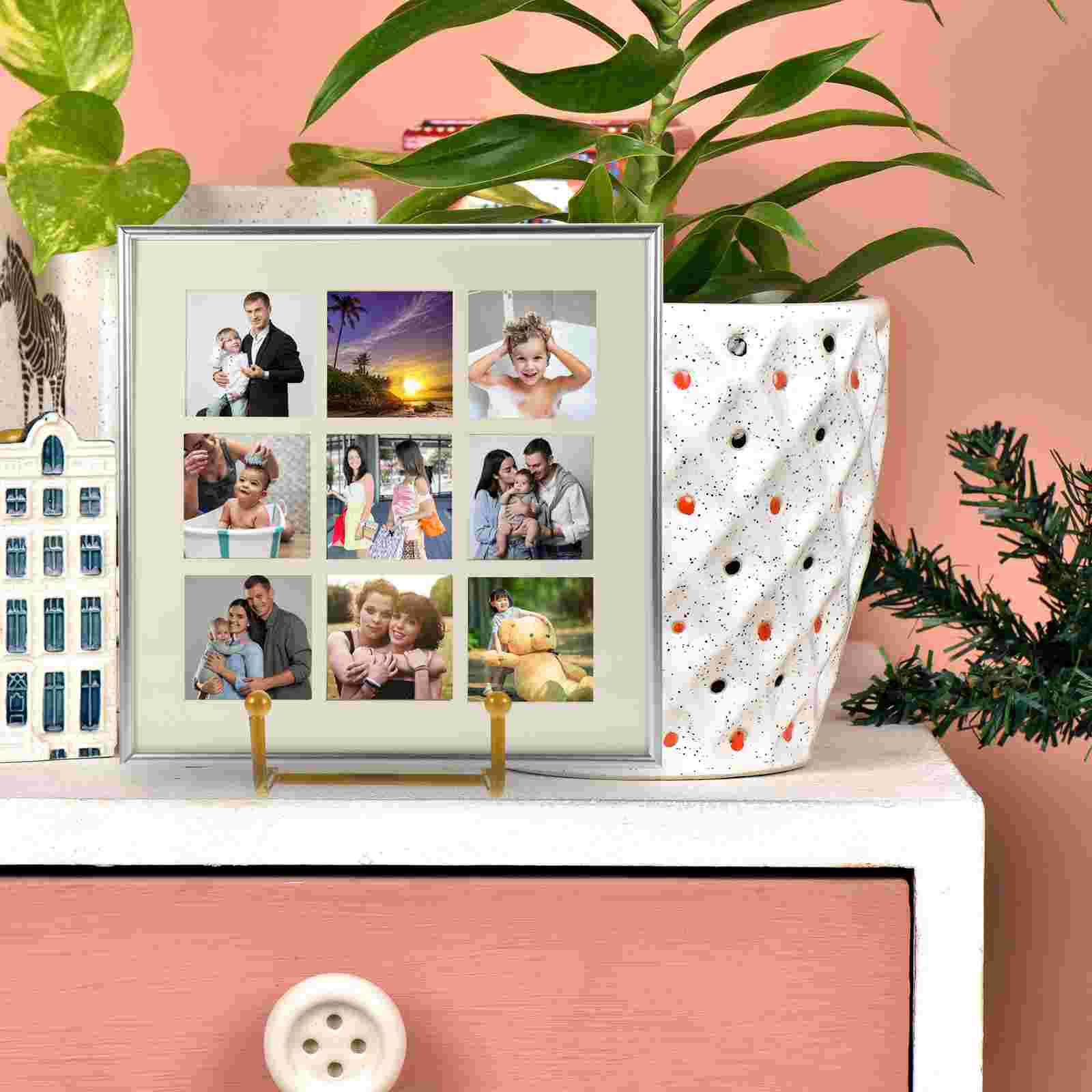 Fotorahmenständer, Bilderbuchhalter, Tellerständer für Präsentationsrahmen, Staffelei-Halter, Tische, Eisen, Metall, Monitor: WHITE