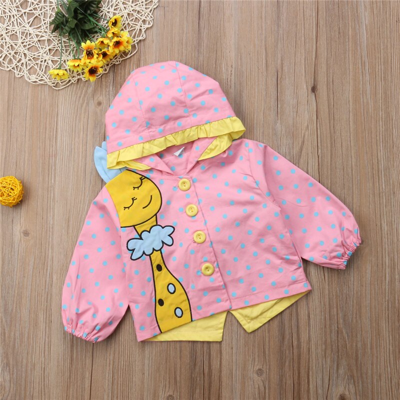 Peuter Baby Meisje Cartoon Giraffe Jas Jas Uitloper Kinderen Meisjes Hooded Winter Herfst Tuniek Jassen Jassen Bovenkleding Kleding: Roze / 9m