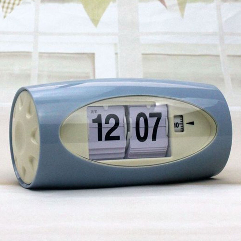 Number Watch Auto Flip 12 Hours Table Alarm Clock Page Turning Home Decor: Deep Blue