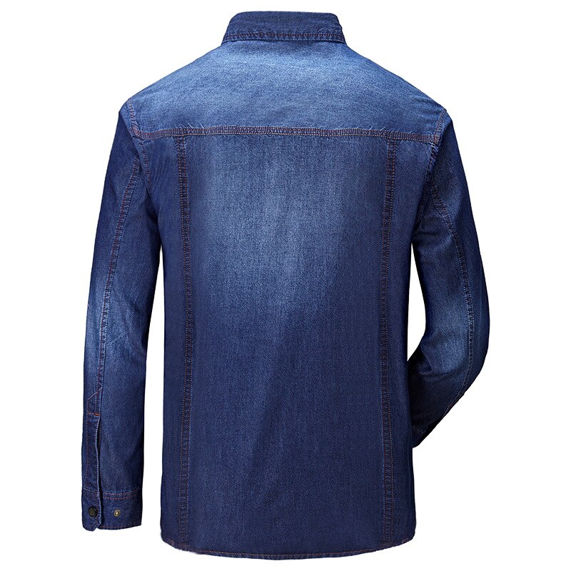 Large Size Denim Men Shirt M~3XL Cotton Brand Clothing Jeans Camisa Social Masculina Long Sleeve Blue Chemise Homme