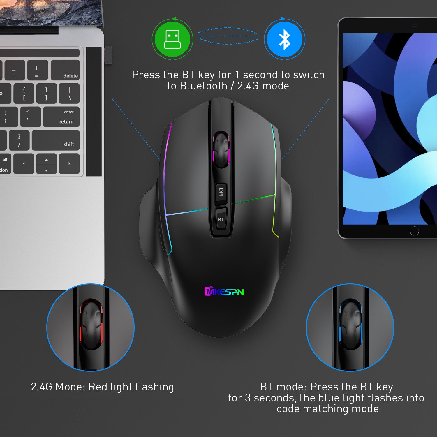 Wireless Mouse Ergonomic Computer Mouse PC Optical Mause with USB Receiver 8 buttons 2.4Ghz Wireless Mice 1600 DPI For Laptop