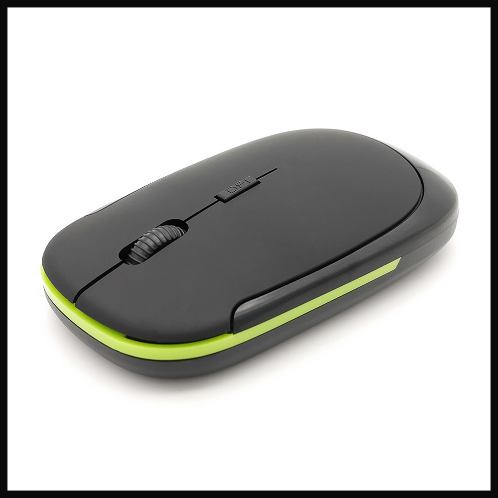 2.4G portable Wireless Optical Gaming Mouse Ultra-thin Mice with USB Receiver for Laptop Notebook PC: Black