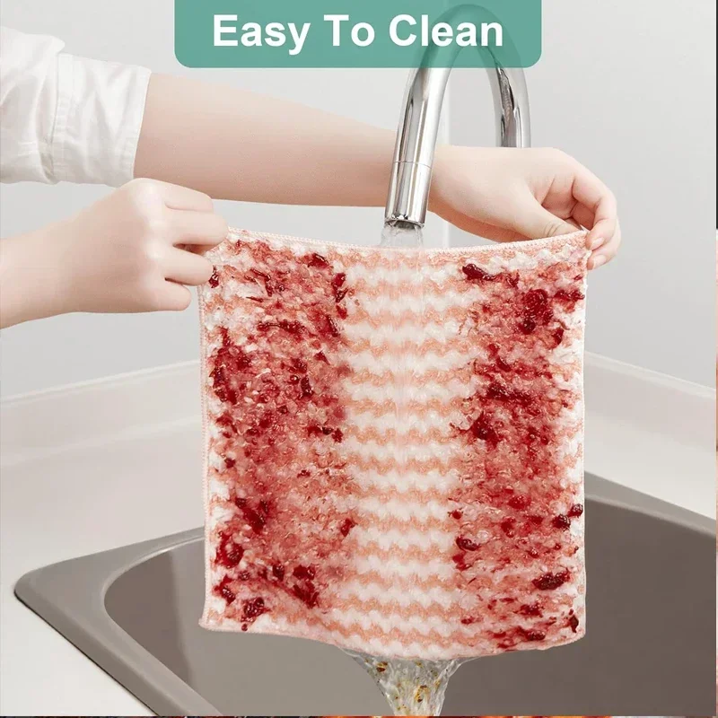 10/40 Uds paños de cocina súper absorbentes paños de limpieza de lana Coral trapos de cocina gruesos para lavar platos toallitas para ventanas de vidrio