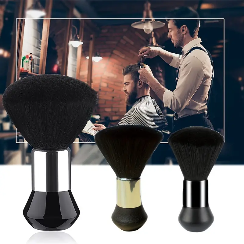 Cepillo suave de peluquería, plumero de limpieza del cabello para el cuello, cepillo de corte de pelo, herramientas de cepillo de corte de pelo para barbería, color negro
