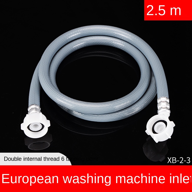 Drum Washing Machine Water Pipe Inlet Pipe Joint 3/4 IN Threaded Interface European-style Automatic Water Supply Hose Universal: 2.5M