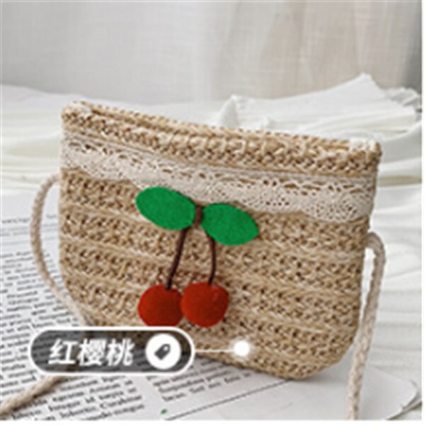 Noennavn søt småbarn baby strand messenger vesker barn barn jenter halm skulderveske håndveske crossbody veske: 1