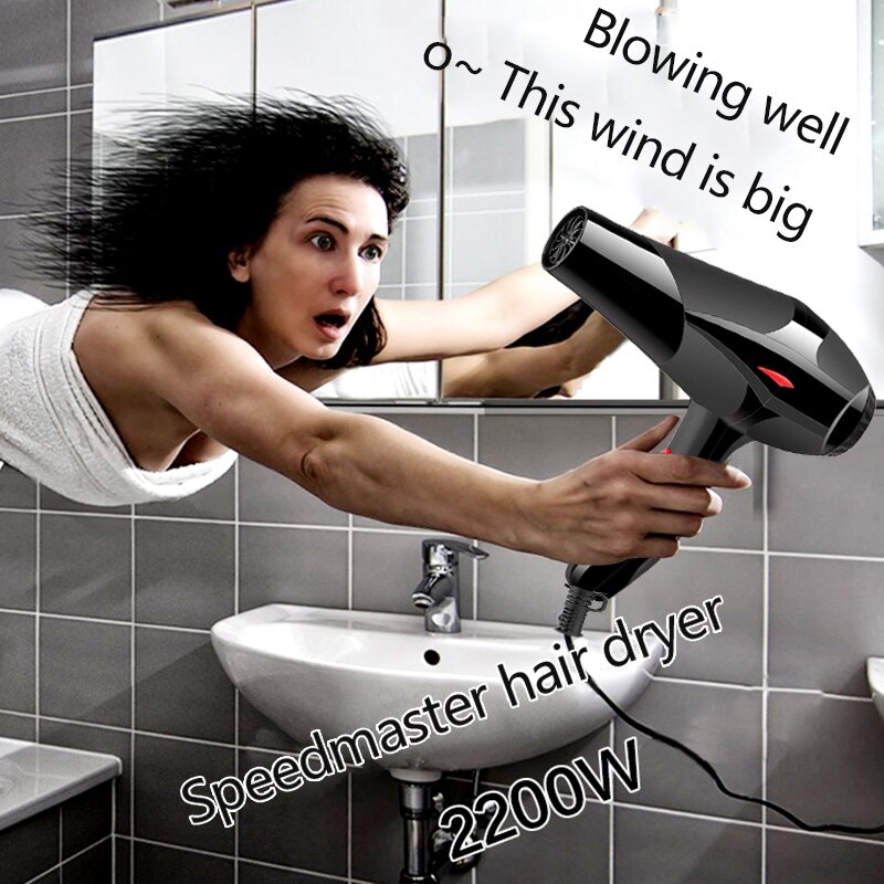 Ad-high-power hårtork salong 3 speed 2 hår blåser kall luft skadar inte hår styling verktyg us plug