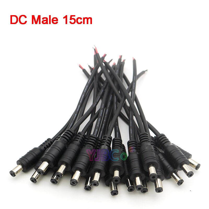 5Pcs Man Vrouw Gratis Lassen Dc Connector/Dc Connector Plug Cable Connector Voor Led Power Adapter Cctv camera Led Strip: DC  Male  15cm