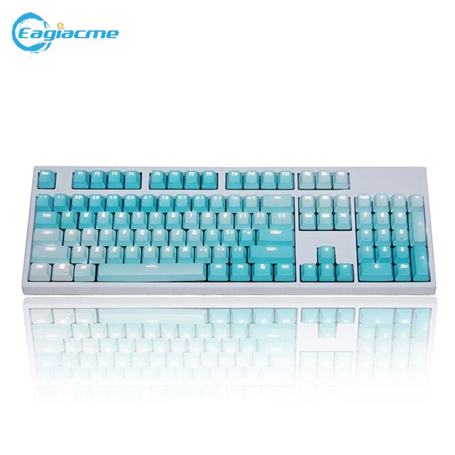 OEM PBT Keycaps Set Keycap Backlit Mechanical Keyboard Double Color Dip Dyeing 104 Keys For Cherry MX Switches Gaming Keyboard: P-blue keycaps