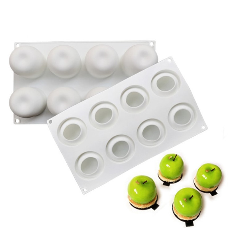 Appeltaartvorm met 8 gaten, siliconen, fruitmoule, bloem, siliconen bakvorm, bevroren fondant, broodmousse, bakvorm