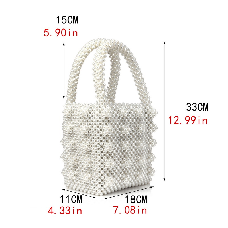 Brand Hand-woven Pearl Bags Lady Beaded Shoulder Bag Women Party Vintage Handbag Ins Small Flap Bag Mini Cross body Bag