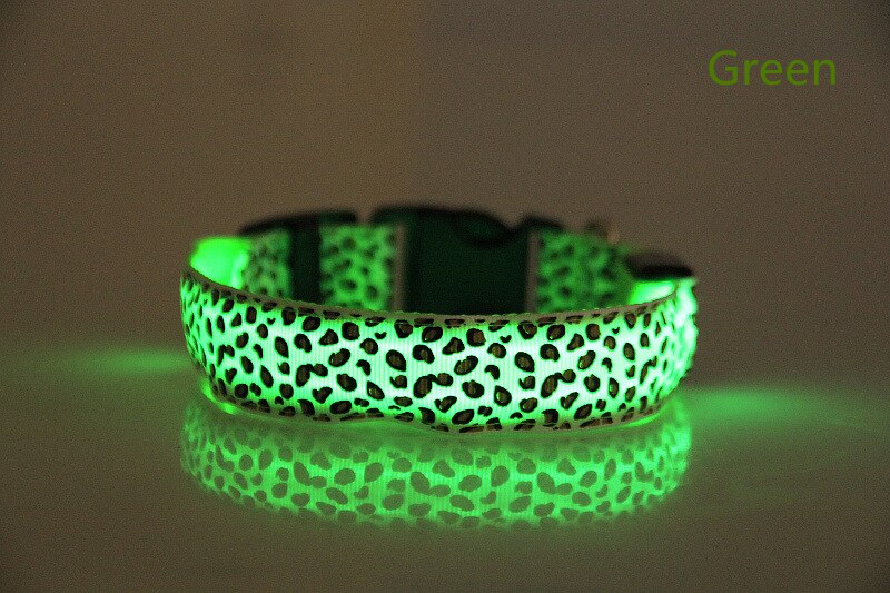 Collar luminoso LED para perro y mascota, arnés de seguridad para caminar al aire libre, con pajarita, brillante, para cachorro de leopardo: B / S