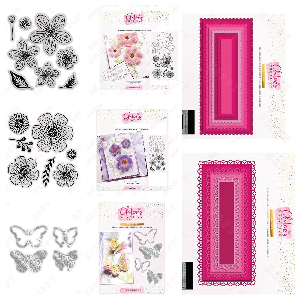 Sellos de ramo de flores, troqueles de corte de Metal para álbum de recortes DIY, tarjetas de papel, rectángulos, plantilla de grabado artesanal decorativa