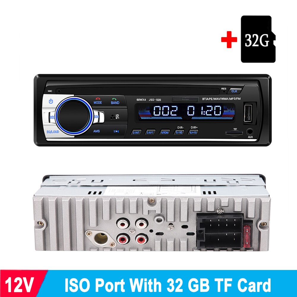 12-24V Autoradio JSD 520 Stereo 1 Lärm Auto Radio Bluetooth Fm Aux Eingang Empfänger Auto Lkw Audio- SD Usb Mp3 Mmc Wma Freisprecheinrichtung: ISO mit TF Karte