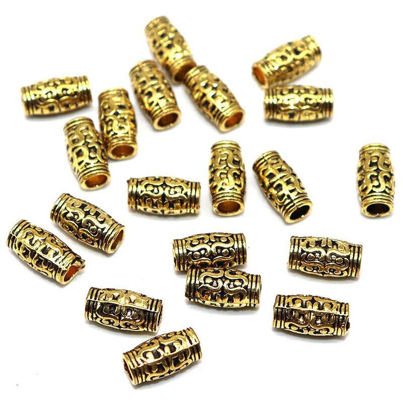 10*6mm 50pcs/lot Silver color Cylinder Beads Silver Plated Pattern Spacer Beads Charm For Jewelry Making Bracelets DIY