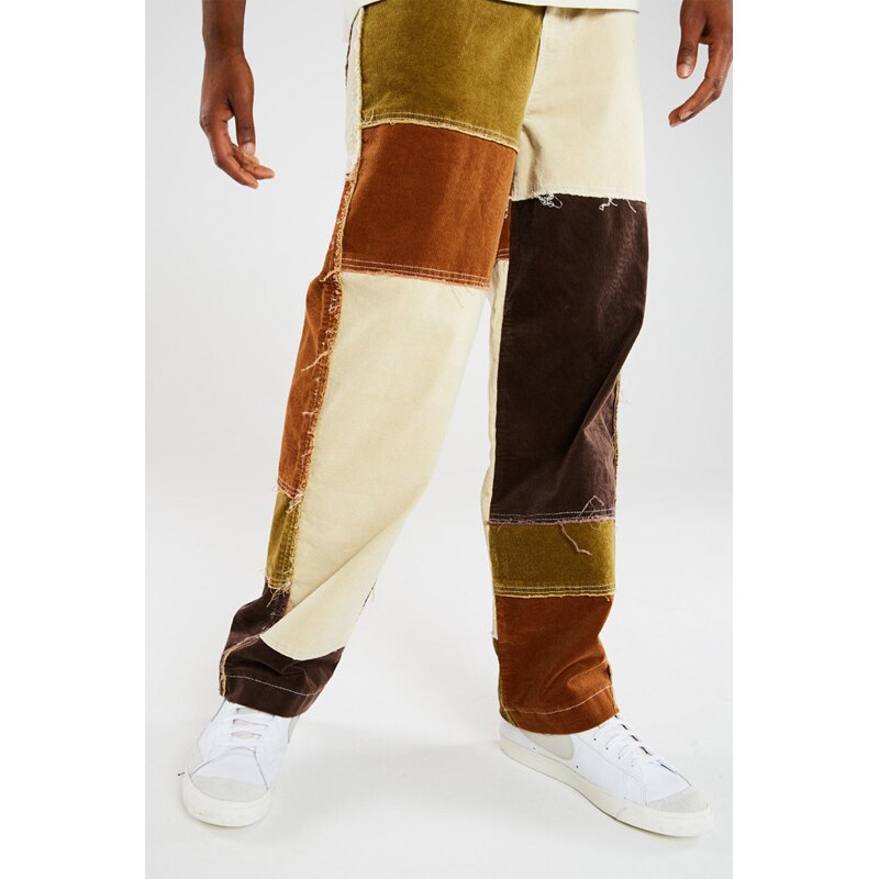 Mænd casual straight kvast patchwork jeans bukser mænd streetwear løst hip hop denim fuld længde bukser